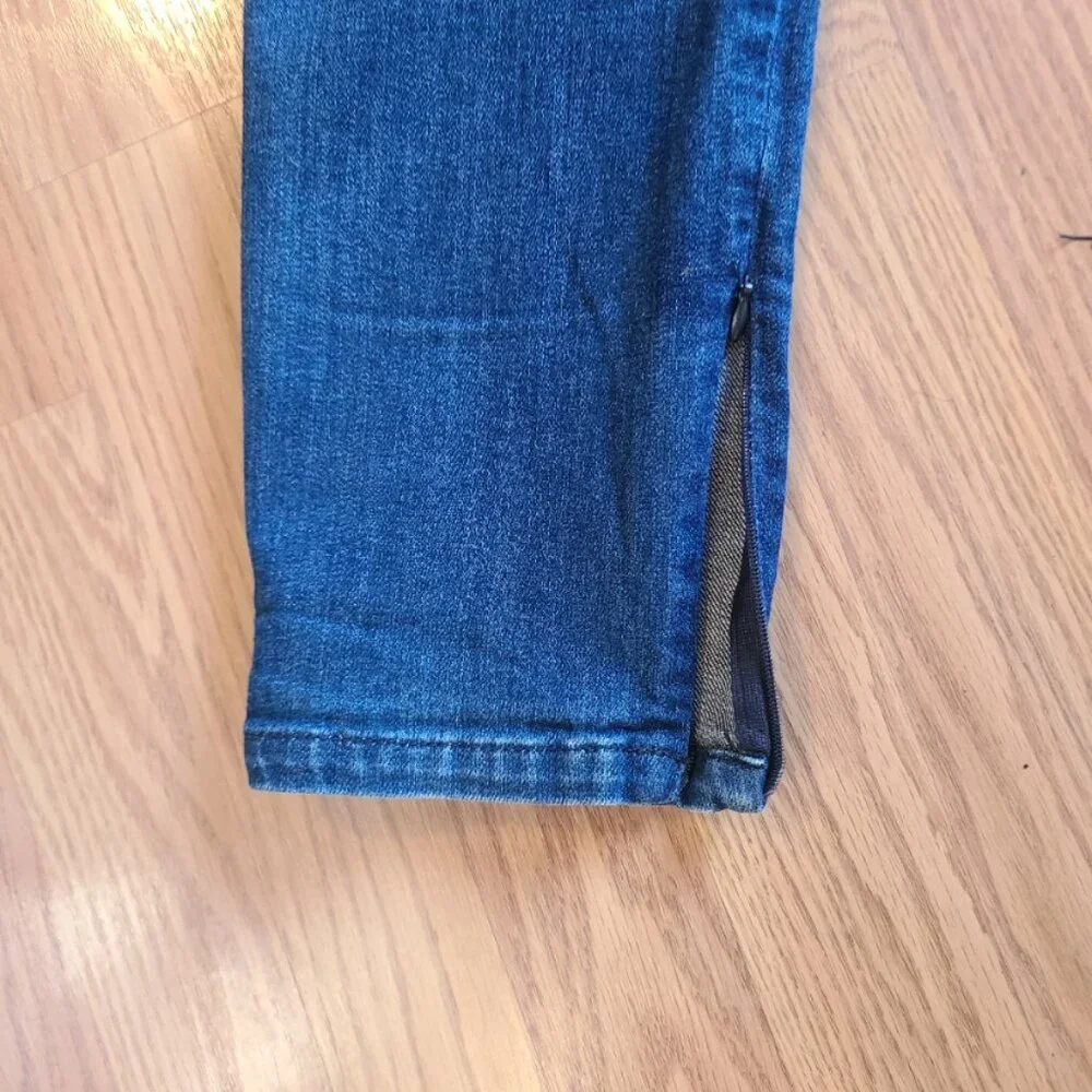 DOLCE & GABBANA STRETCH SKINNY JEANS ZIP ANKLE HIGH RISE LEATHER LOGO PATCH 38 - Picture 6 of 11